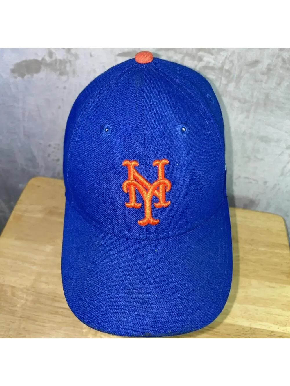 New Era 9FIFTY New York Mets MLB Strapback Hat Blue Orange OSFM *FLAWS*